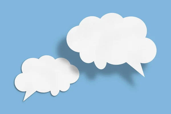 White Cloud Paper Speech Bubble Shape Blue Background Design — Foto Stock