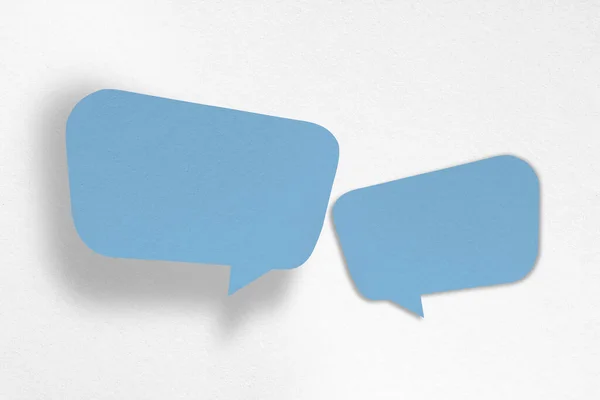 Speech Balloon Shaped Blue Paper Isolated White Background Communication Bubbles — Stok Foto