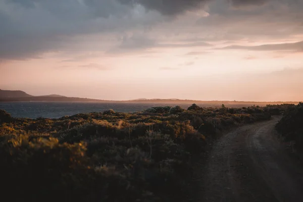 Yol üzerinde gün batımı deniz kenarında