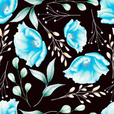 güzel suluboya çiçek seamless modeli