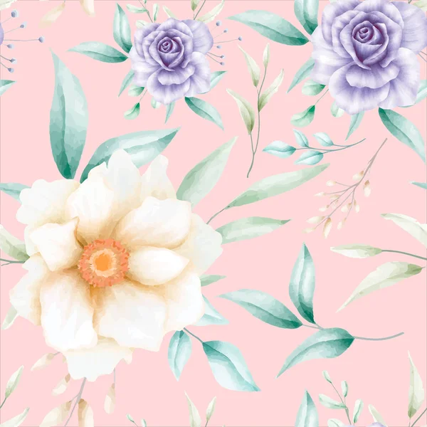 Magnifique Aquarelle Motif Floral Sans Couture — Image vectorielle