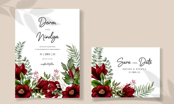 Design Cartão Convite Casamento Floral Bonito — Vetor de Stock