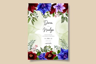 Çiçekli düğün davetiyesi.