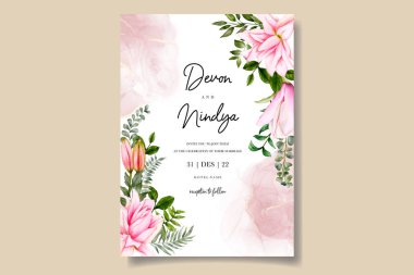 Güzel suluboya çiçek düğün davetiyesi