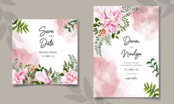 Όμορφη Ακουαρέλα Floral Πρόσκληση Γάμου Κάρτα — Διανυσματικό Αρχείο