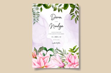 Çiçekli suluboya düğün davetiyesi