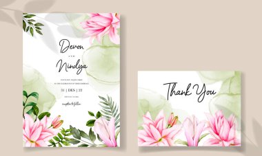 Çiçekli suluboya düğün davetiyesi