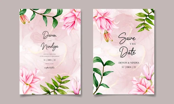 Esküvői Meghívó Akvarell Virágdíszítéssel — Stock Vector