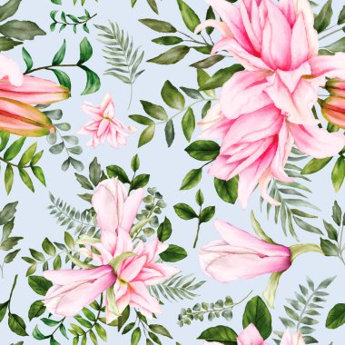 güzel suluboya çiçek seamless modeli