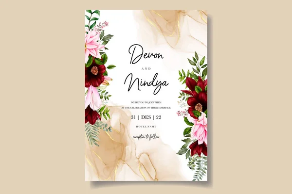 Elegant Luxurious Watercolor Floral Wedding Invitation Card — Stock Vector
