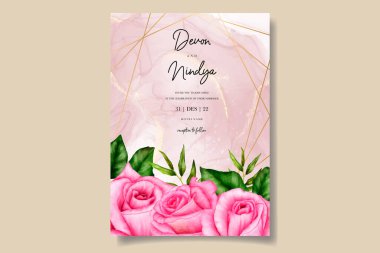 Çiçekli suluboya düğün davetiyesi.