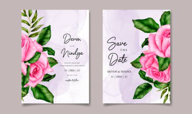 Güzel pembe gül düğün davetiyesi