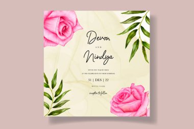 Güzel pembe gül düğün davetiyesi