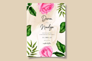 Güzel pembe gül düğün davetiyesi