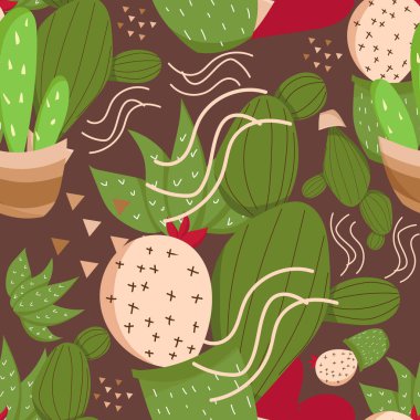 Sevimli çizgi kaktüs seamless modeli