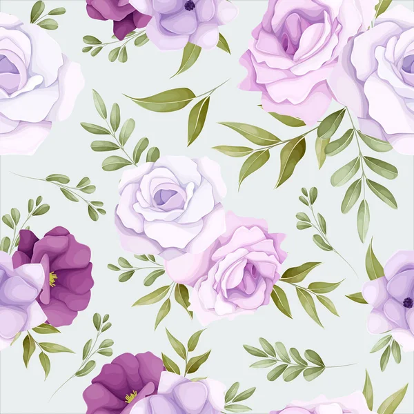 Elegant Bloemen Naadloos Patroon Met Mooie Paarse Bloem — Stockvector