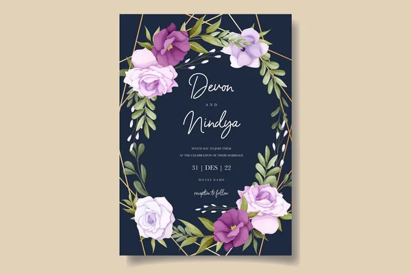 美しい紫色の花の結婚式の招待カードのデザイン ストックイラスト