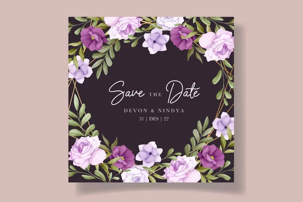 美しい紫色の花の結婚式の招待カードのデザイン ロイヤリティフリーのストックイラスト