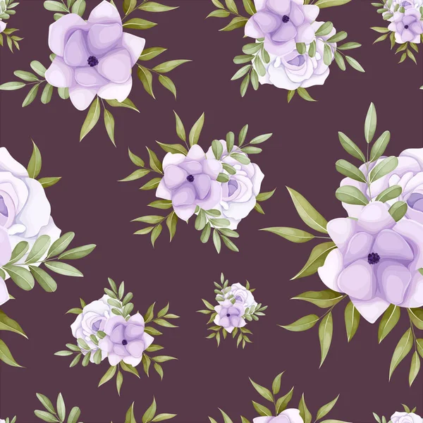 美しい紫色の花とエレガントな花のシームレスなパターン ロイヤリティフリーストックベクター