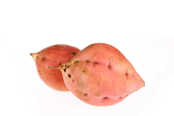 Batatas Doces Maduras Fundo Branco — Fotografia de Stock
