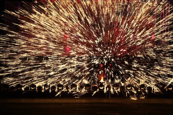 Centelhas Fusão Aço Fundido — Fotografia de Stock