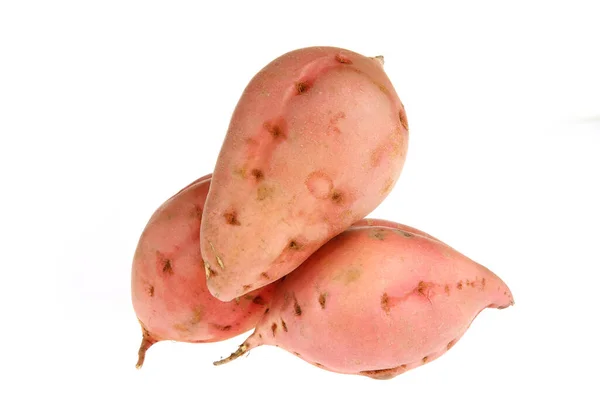 Batatas Doces Maduras Fundo Branco — Fotografia de Stock