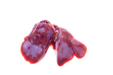 Beyaz arka planda tavuk ciğeri