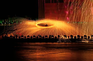 Erimiş çelikten kıvılcımlar,