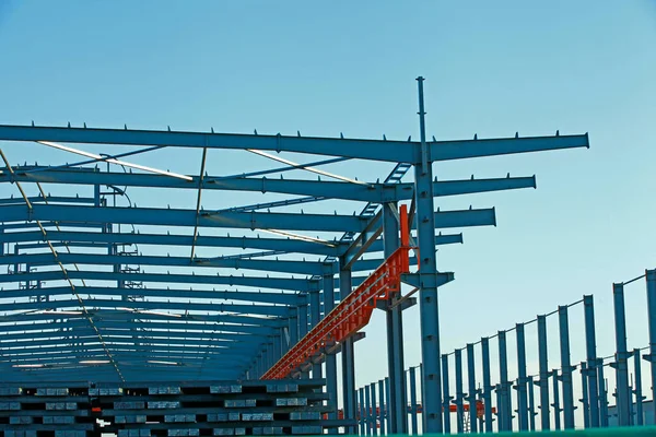 Construção Estrutura Aço Edifício Industrial — Fotografia de Stock