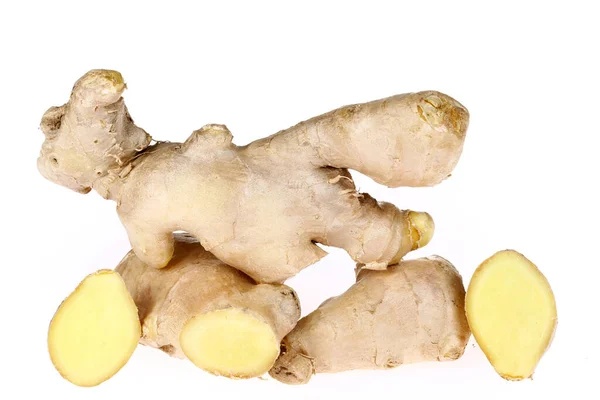 Ginger Segar Terisolasi Latar Belakang Putih — Stok Foto