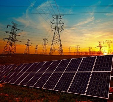 Güneş panelleri ve pilonlar, yeşil çevre koruması