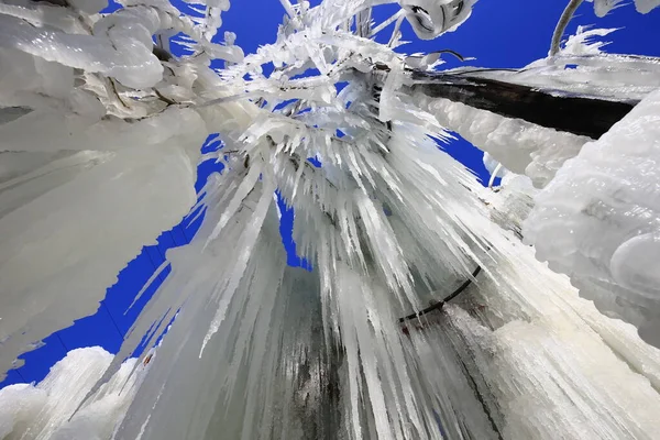 Ледяной Водопад Природный Ландшафт Зимой — стоковое фото