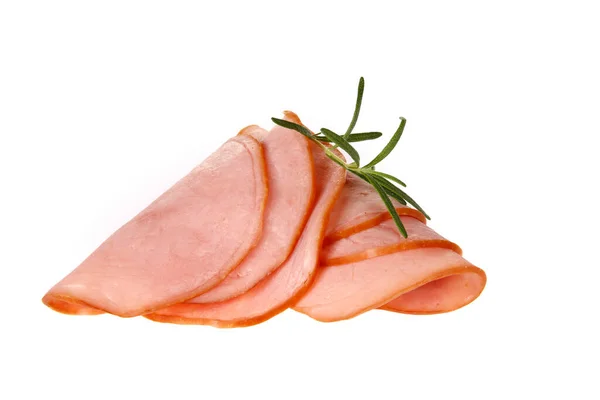 Daging Babi Irisan Ham Diisolasi Pada Latar Belakang Putih — Stok Foto