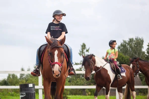 Belarus Vitebsk Region July 2021 Children Horse Riding Training Parade — Stockfoto