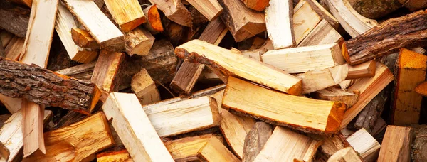Stock Firewood Heating House Trees Were Cut Split Firewood Used — Stock Photo, Image