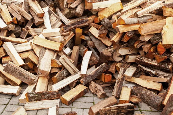 Hintergrund Form Von Brennholz Für Die Beheizung Des Hauses Gehackt — Stockfoto
