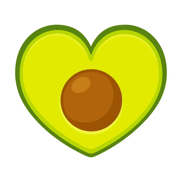 Kalp Şeklinde Avokado Kesiti Avokado Aşkı Sağlıklı Yiyecekler Çizgi Film — Stok Vektör