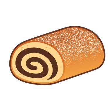 Pudra şekerli haşhaş tohumu, geleneksel tatlı pasta. Çizim, vektör klipsi resim çizimi.