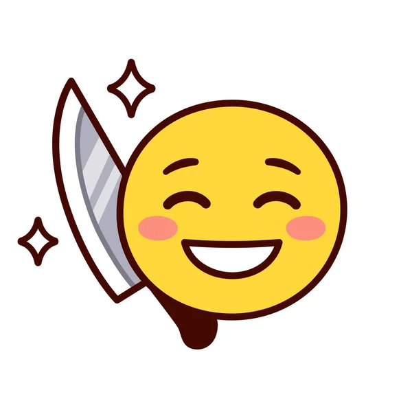 Expression Chinoise Couteau Caché Derrière Sourire Emoji Souriant Couteau Caché — Image vectorielle