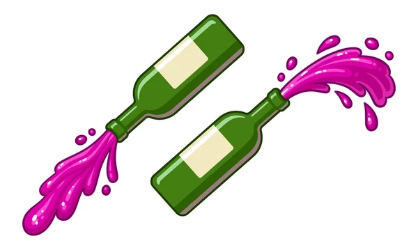 Spruzzando Versando Vino Rosso Dalla Bottiglia Illustrazione Della Clip Vettoriale — Vettoriale Stock