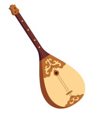 Dombra, geleneksel Kazak telli müzik aleti. İzole edilmiş vektör klibi sanat illüstrasyonu.