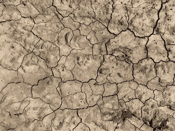 破壊された地球の背景 亀裂と乾燥した地面の表面 泥割れ — ストックベクタ