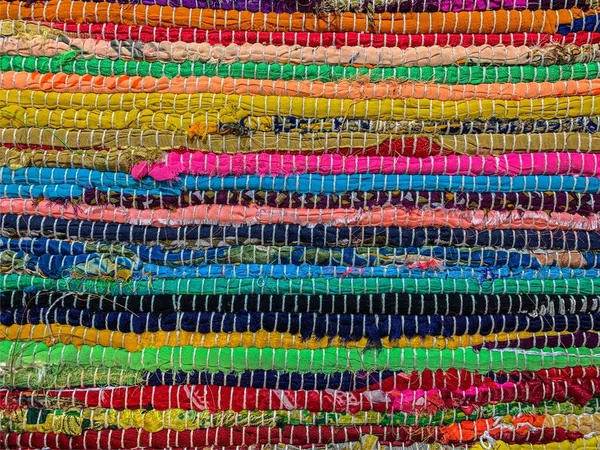 Farbige Teppich Hintergrund Textilkulisse — Stockfoto