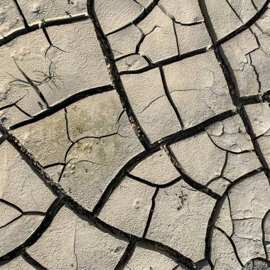 Çatlak yeryüzü arka planı. Toprak yüzeyinde çatlaklar var. Çamur çatlakları.