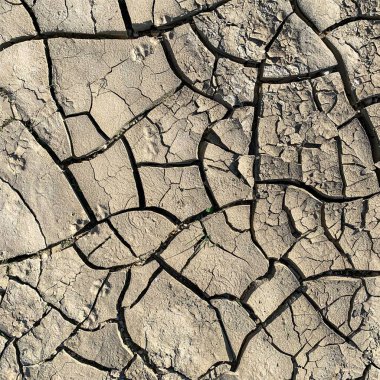 Çatlak yeryüzü arka planı. Toprak yüzeyinde çatlaklar var. Çamur çatlakları.