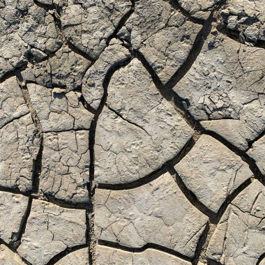Çatlak yeryüzü arka planı. Toprak yüzeyinde çatlaklar var. Çamur çatlakları.