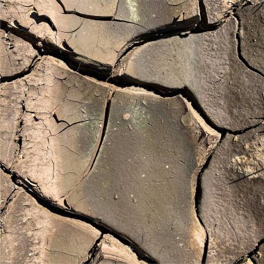 Çatlak yeryüzü arka planı. Toprak yüzeyinde çatlaklar var. Çamur çatlakları.