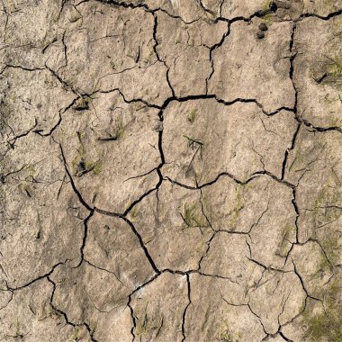 Çatlak yeryüzü arka planı. Toprak yüzeyinde çatlaklar var. Çamur çatlakları.