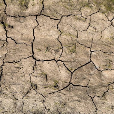 Çatlak yeryüzü arka planı. Toprak yüzeyinde çatlaklar var. Çamur çatlakları.