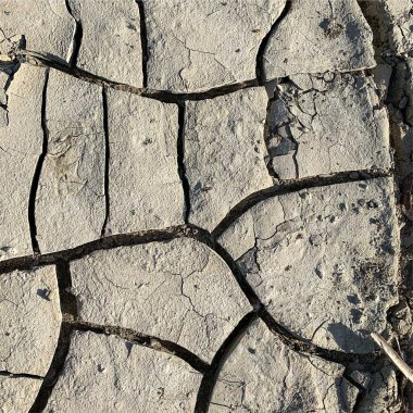 Çatlak yeryüzü arka planı. Toprak yüzeyinde çatlaklar var. Çamur çatlakları.